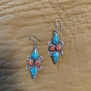Silver Earrings with turquoise details